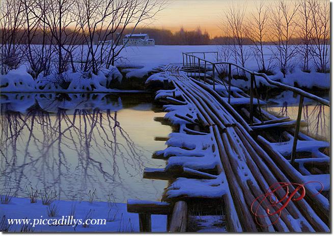 Image of painting titled Old Log Bridge by artist Alexei Butirskiy